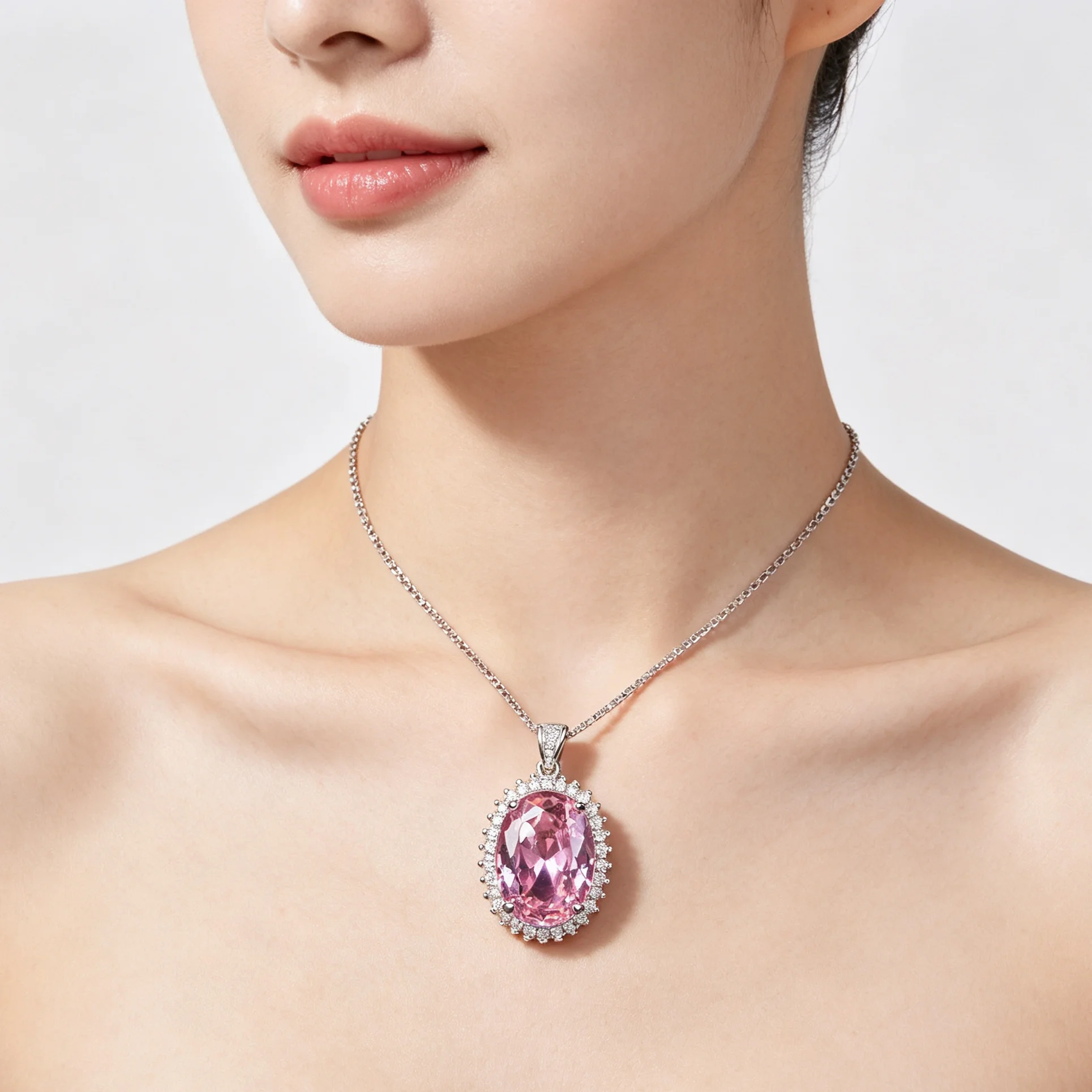 Solid 925 Sterling Silver Water Drop Diaspore Pendant Necklace for Women Promise Fine Jewelry Gift