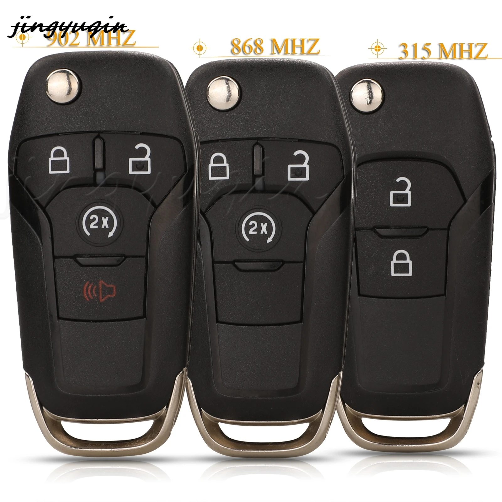 

jingyuqin 2/3/4 BTN Remote Car Key Keyless Entry Fob 315/868/902Mhz ID49 For Ford Fusion F-150 F-250 F-350 F-450 F-550 Ranger