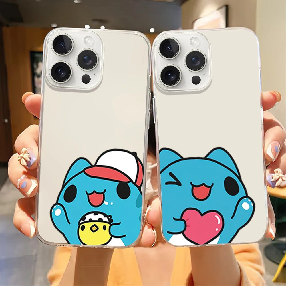 Cartoon B-Bugcat Capoo Cute Phone Case for iPhone 12 11 13 14 15 16 Max Pro Plus Transparent Soft Shell