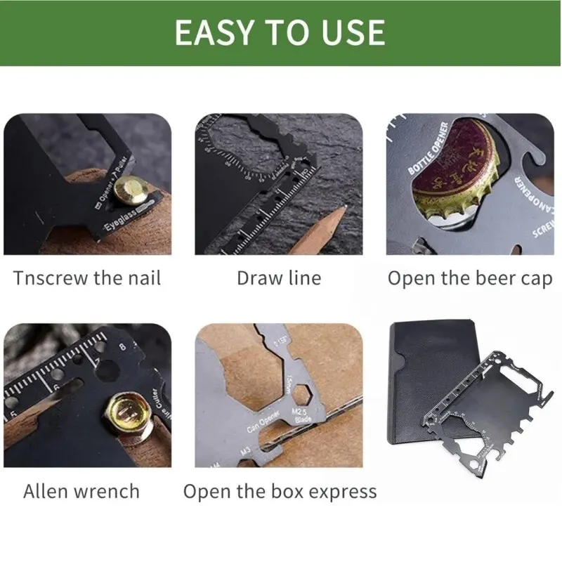 Multi Tool 46 in 1 Credit Card Size Outdoor Camping Survival Accessories Multipurpose Gear Gadget Tools for Man Portable