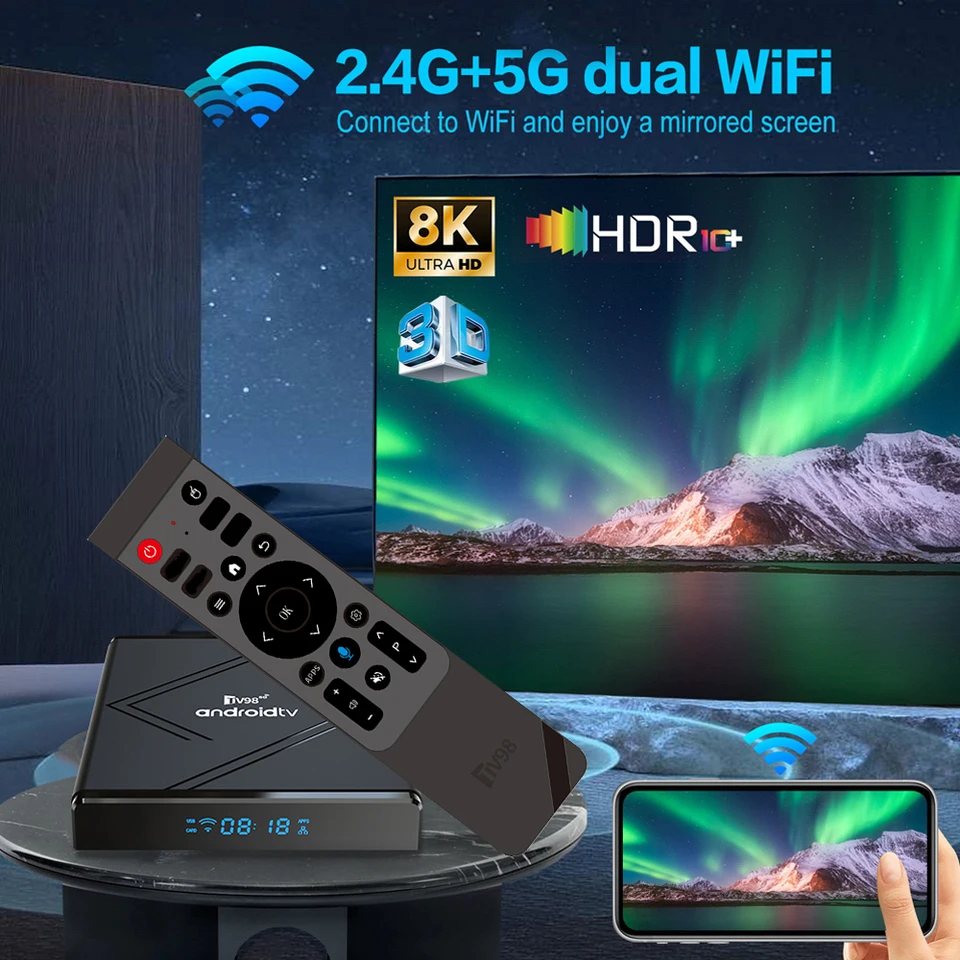 スマートTVボックス Android 4K 8K HD 4G 5G デュアルWIFI 3D BT5.0