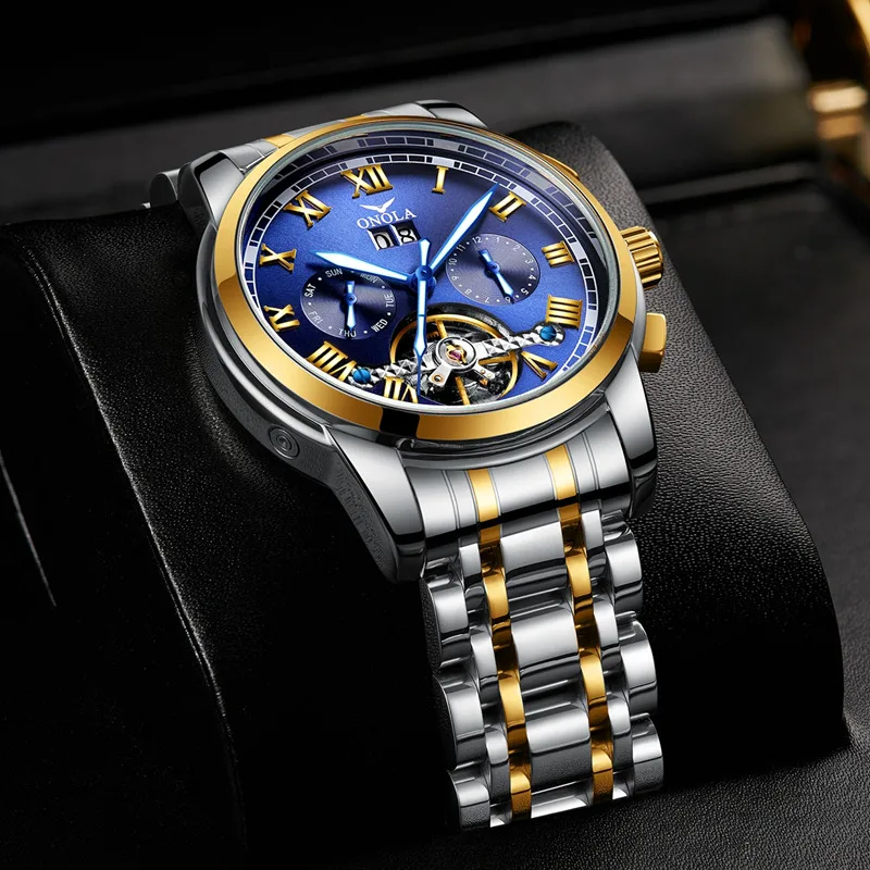 Imagem -02 - Onola-relógio Mecânico Automático Masculino Pulseira de Elegante Relógios de Lazer Moda de Luxo Novo Aço Inoxidável