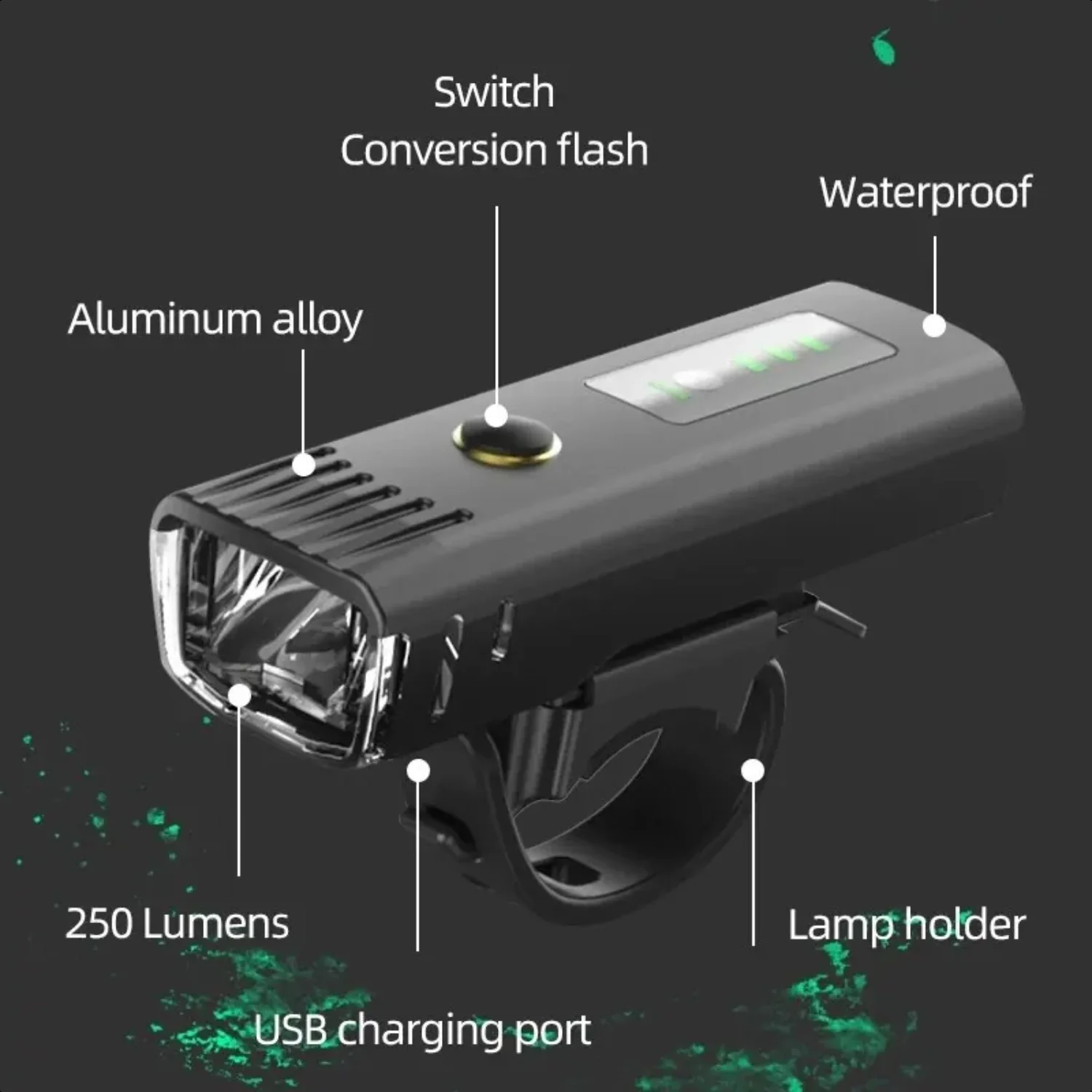 

Велосипедный фонарь, простой в установке, перезаряжаемый через USB, 4 режима освещения, аксессуары для велоспорта, сенсорная лампа, фонарик, велосипедная фара