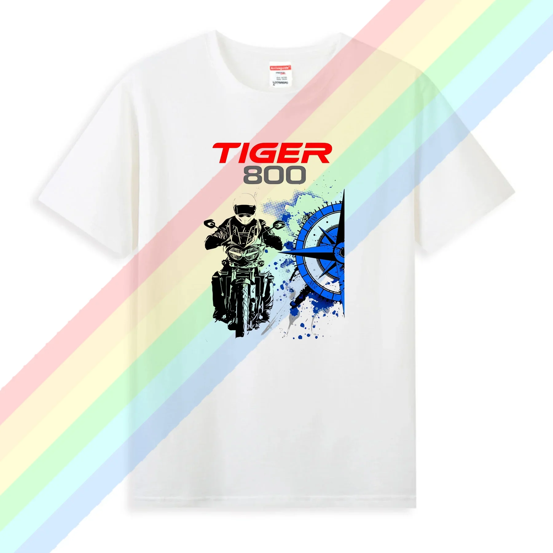 

2024 New Summer Men Short Sleeve Tiger 800 Classic Design T-Shirt Motorcycle Sport Print White Casual Boy Rider Tees Cool Tee