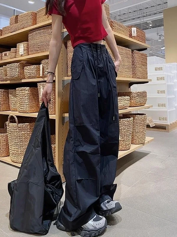 

Женские рабочие брюки Bla American Sle с высокой талией, осенняя новинка, спортивные брюки-парашюты, повседневные прямые брюки