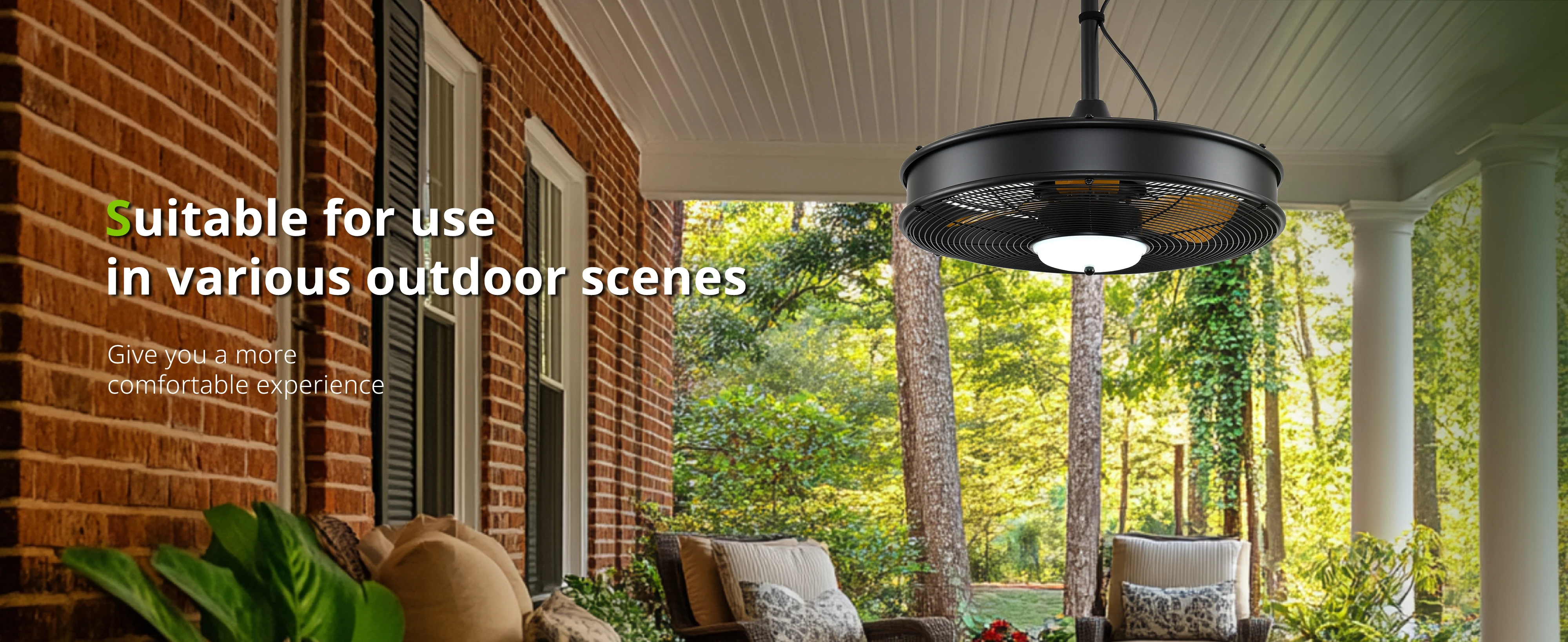 Orison 22'' Outdoor Ceiling Fans with Lights, Wet Rated Gazebo Fan with Remote, Plug in Hanging Fan for Patio Waterproof, App Controll