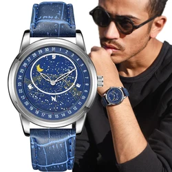 Fashion 2022 Brand Men Watches Simple Starry Luminous Wristwatch Business Sports PU Leather Strap Male Watch Clock