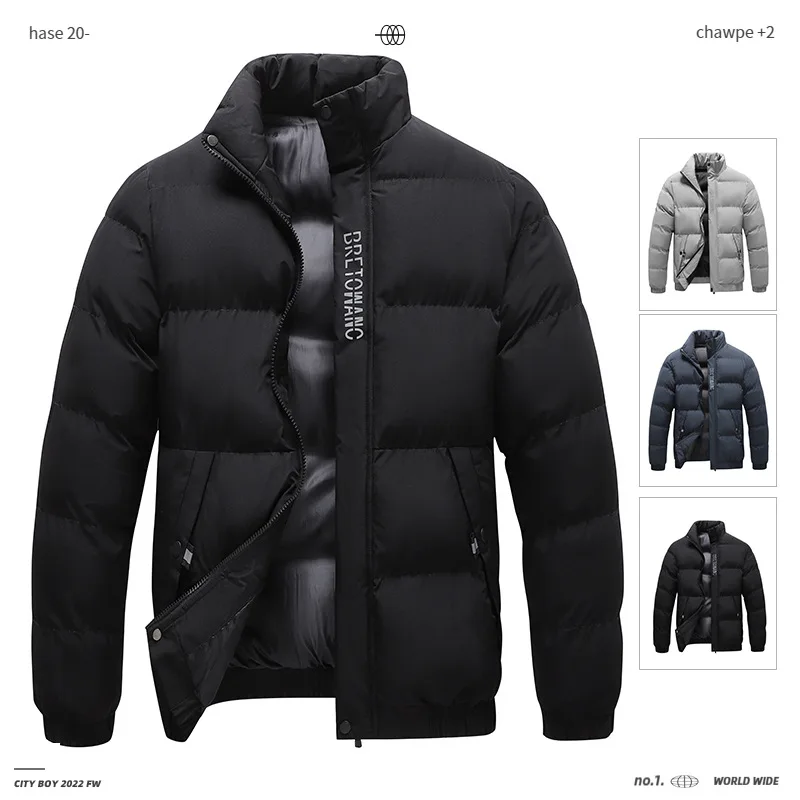 

The 2025 new cotton-padded jacket for men's autumn and winter is a trendy, thickened, and fitted cotton-padded jacket with down