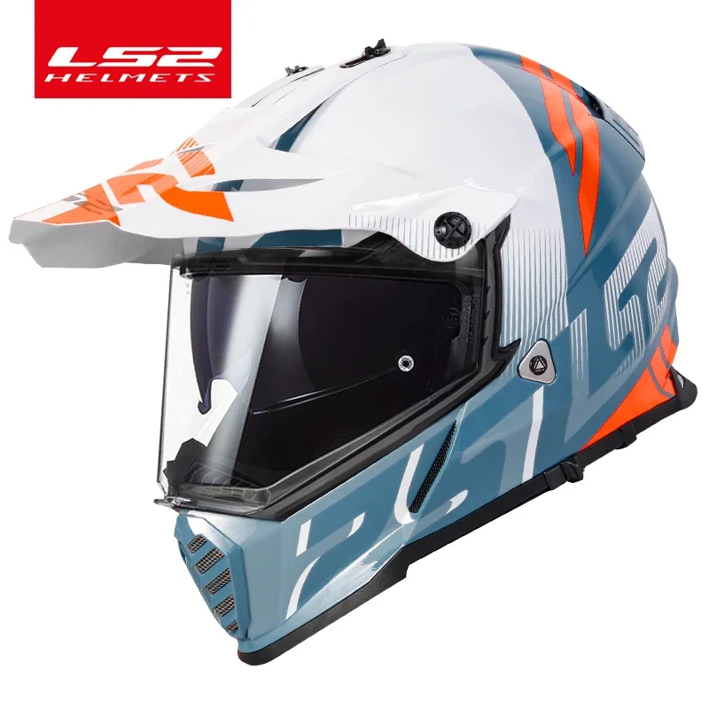 Ls2 MX436 Motocross Helmets LS2 PIONEER EVO Double Lens Off-road Motorcycle Helmet Capacete Casco Casque  Full Face Helmet