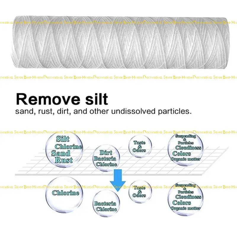 12PD Pack of 5 String Wound Water Filter Cartridge Polypropylene Material Universal Water Purifier Part for Water Filtrations