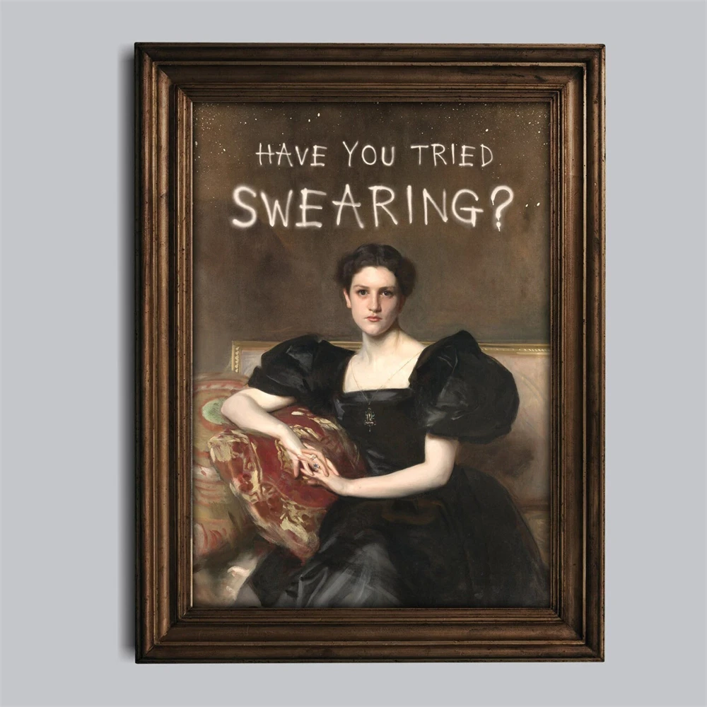 Renaissance Art Inspirational Women Print Classic Oil Painting Prints Altered Art Poster Urban Art Banksy Style Surrealism Print