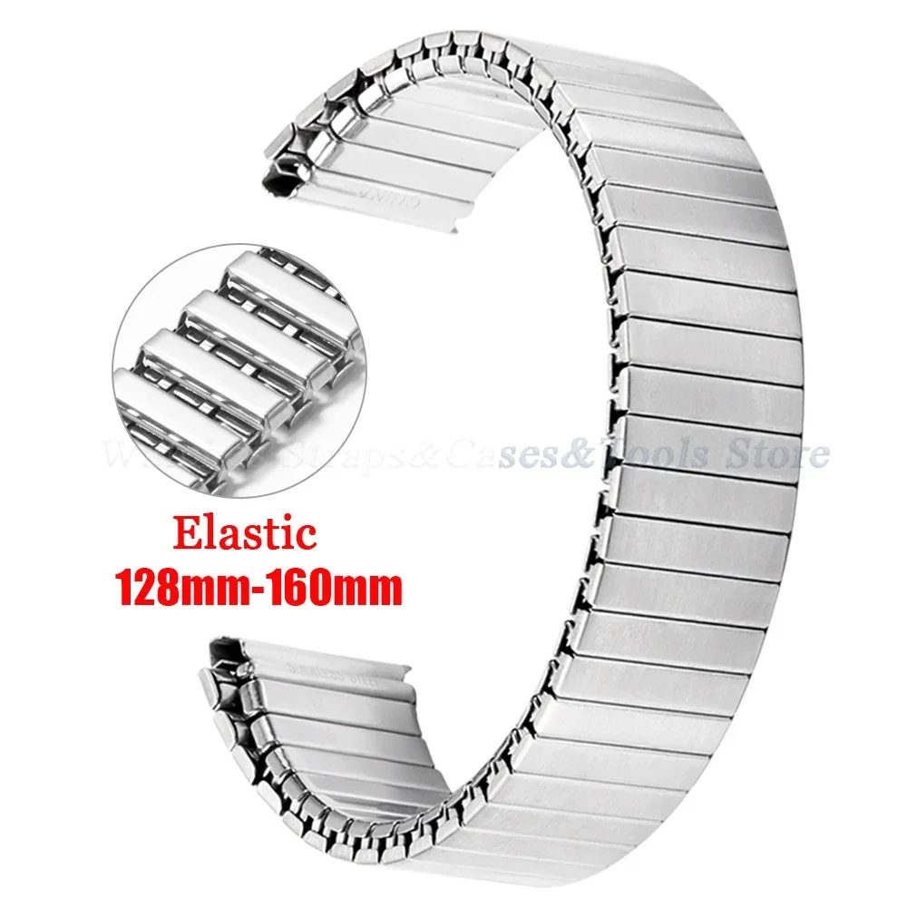 

18mm Stainless Steel Elastic Stretch Strap Metal Expansion Retractable Watchband SmartWatch Universal Bracelet Watch Accessories