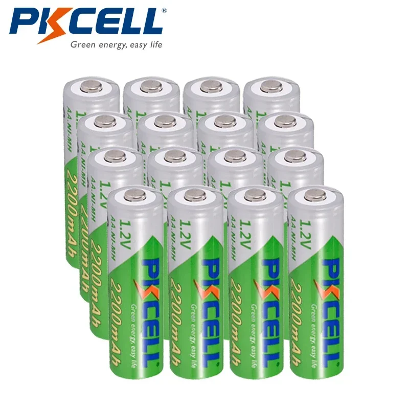 16 teile/los pkcell nimh aa wiederauf ladbare Batterie 2200mah 1,2 v ni-mh Batterien mit geringer Selbstentladung bateria baterias für Kameras pielzeug