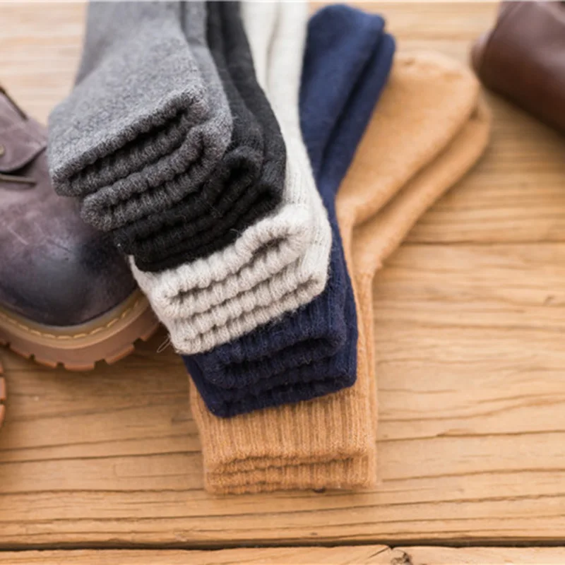 

5 пар/лот Мужские шерстяные носки, зимние ультратолстые махровые носки, высококачественные мужские носки средней длины, теплые носки для холодной погоды, Calcetines