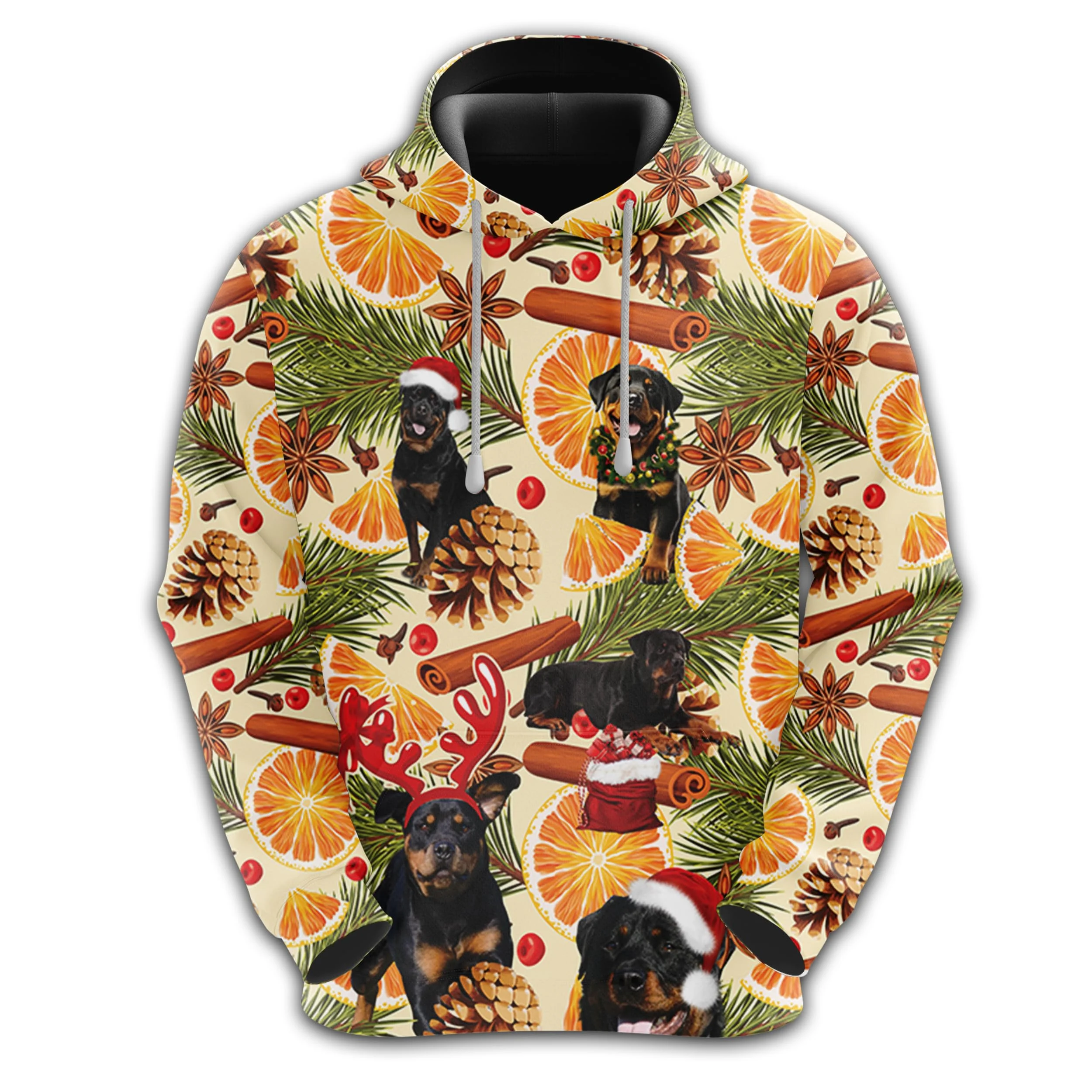 Dog Xmas Orange Cinnamon Graphic Sweatshirts Christmas Gift Hoodies For Men Clothes Rottweiler Bulldog Schnauzer Pet Dogs Hoody