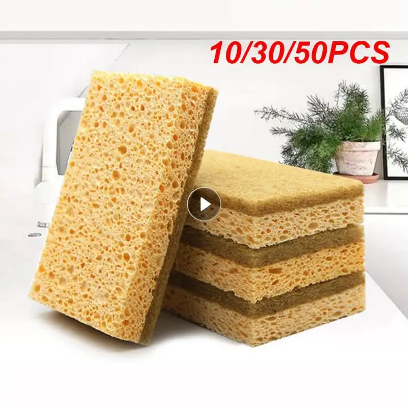 10/30/50PCS Household Cleaning Sponge Strong Water Absorption Cleaning Dishes Wood Pulp Cotton Lightweight And Convenient