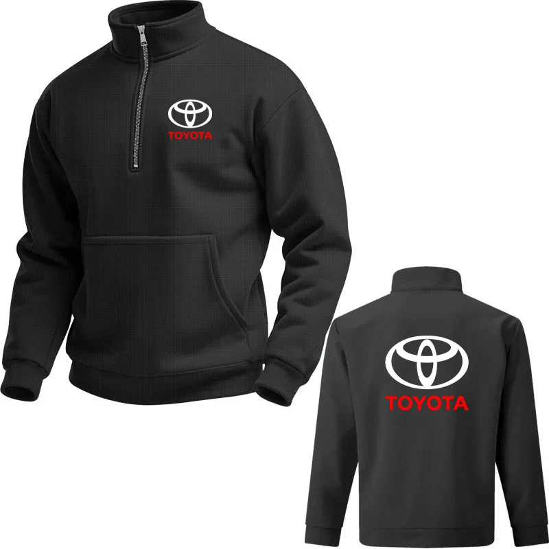 

Solid Color Men's Toyota Logo Design Autumn Casual Outdoor Sports Turtleneck Half-Zip Pocket Pullover Long Sleeve Sweatshirt