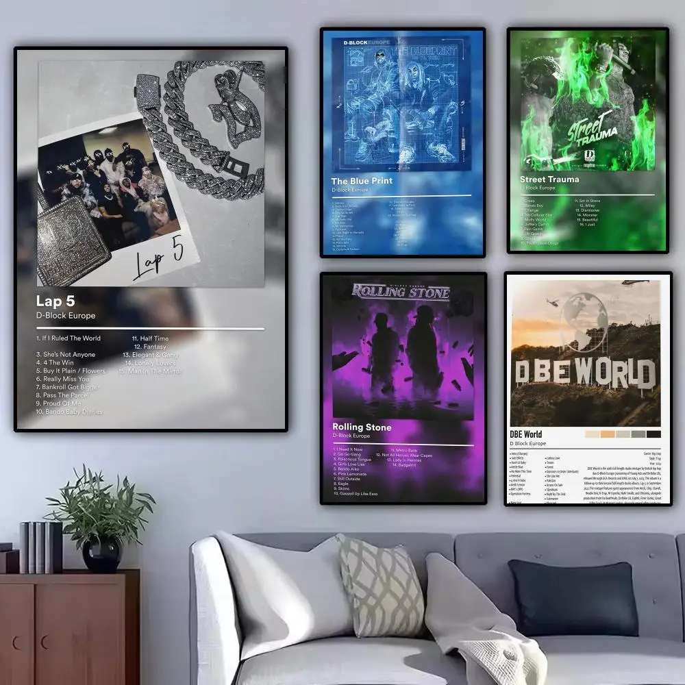 Rapper D-Block Europe Painting Calligraphy Modern Canvas Poster Wall Art Aesthetic Bedroom Decor for Cafe Home Gift