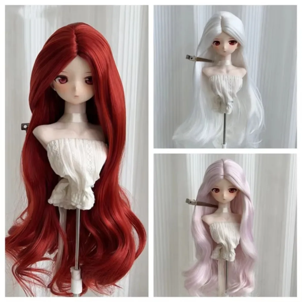 Simulation Doll Durable Soft Silk Wig Big Head Doll DIY Modeling Center Parted Bangs Wig Cover BJD/SD Doll Big Wave Long Hair