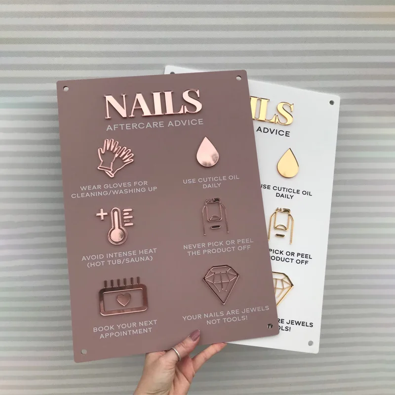 Nail Aftercare Advice Sign Acrylic Sign Salon Sign Aesthetics Aftercare Sign Nail Care Nail project brand logo Nail Shape sign