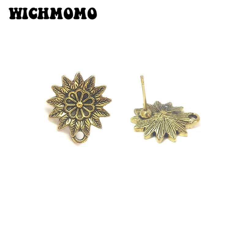 New Fashion 17mm 10pieces/bag Zinc Alloy Gold Flowers Earring Base Connectors Linkers for DIY Earring Jewelry Accessories