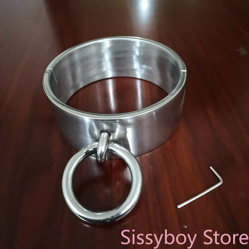 Heavyสแตนเลส6ซม.ความสูงขนาดใหญ่แหวนชายหญิงคอRestraint Collar Cuffsของเล่นBdsmชาย