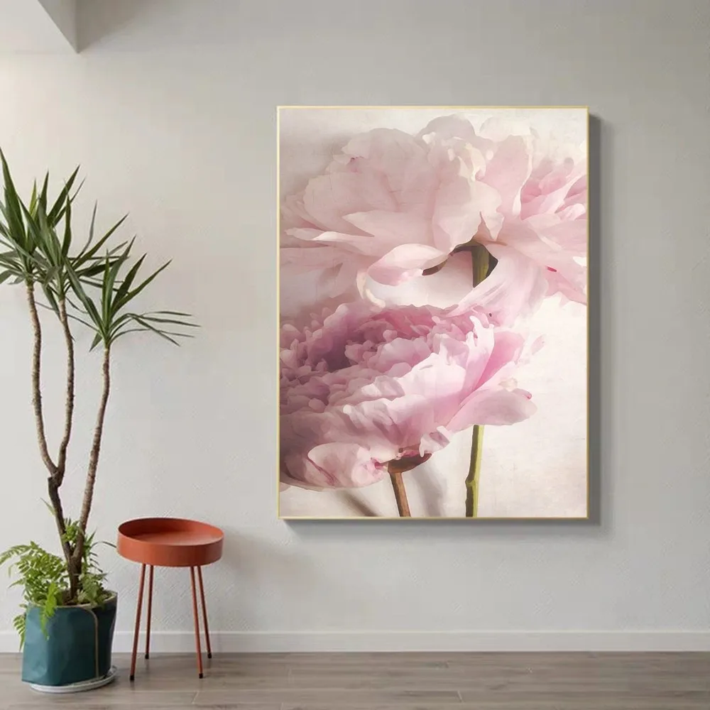 Pink Art peonie Poster Whitepaper Poster Vintage Room Bar Cafe Decor stampe e Poster di buona qualità stampe bianche Poster