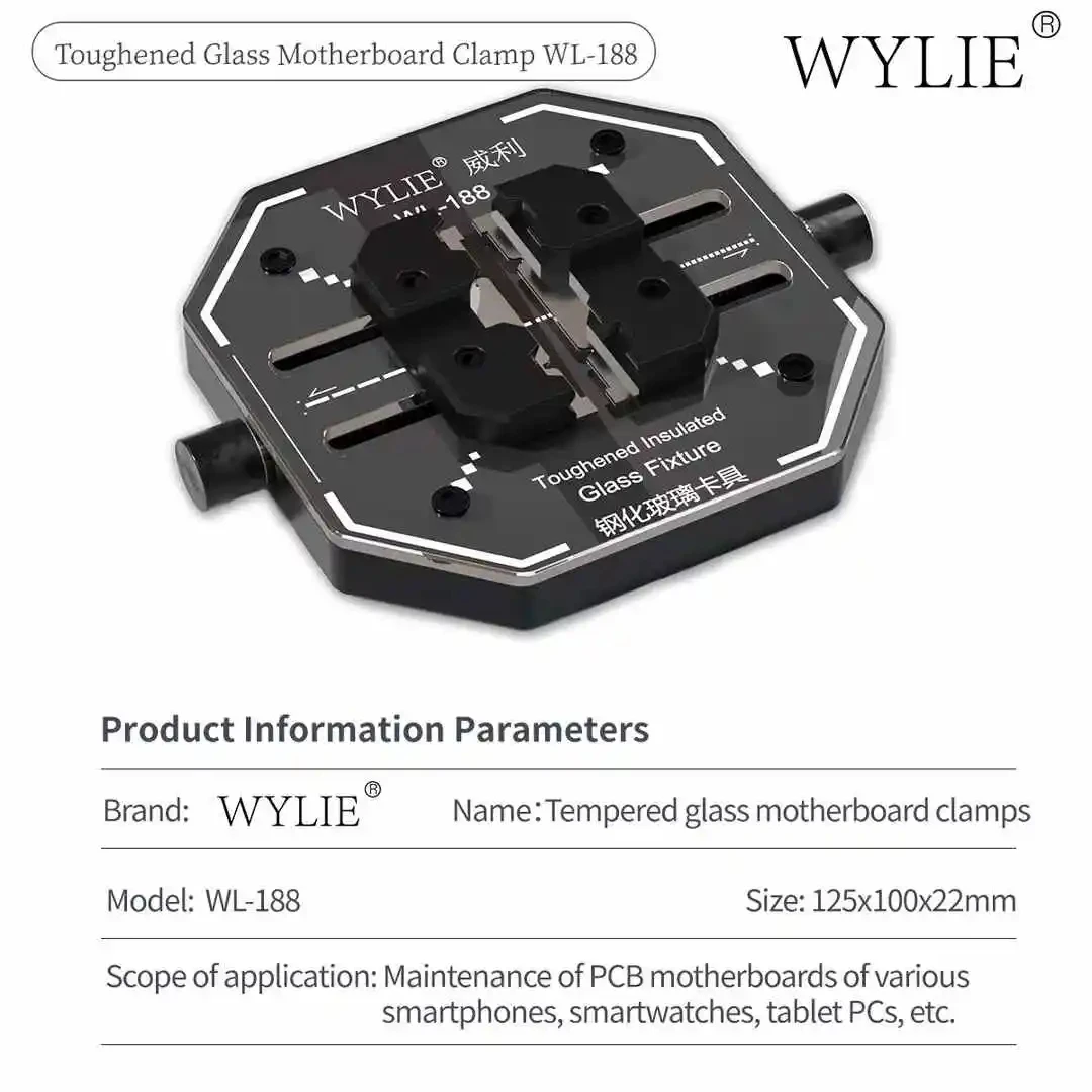 WYLIE WL-188 Tempered Glass Motherboard Clamp High-Temp Resistant for Mobile Phones Motherboard PCB Repair Hand Tools