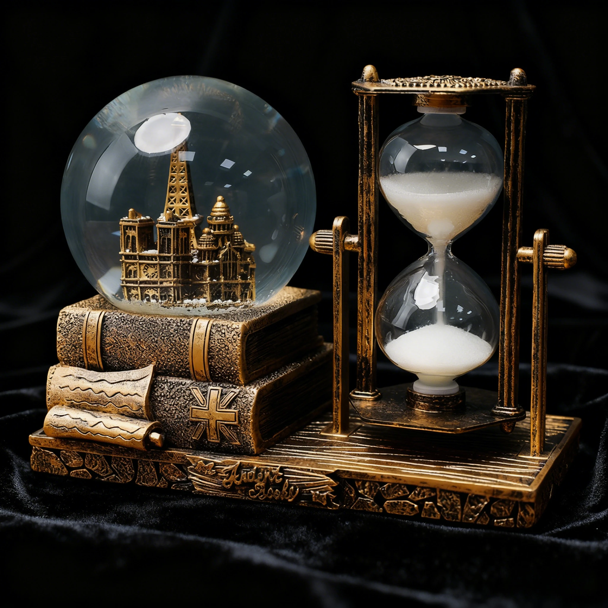 Light-Up Eiffel Tower Hourglass, Retro Crystal Ball Music Box, Desk Ornament, Ideal Graduation & Christmas Gift for Students.