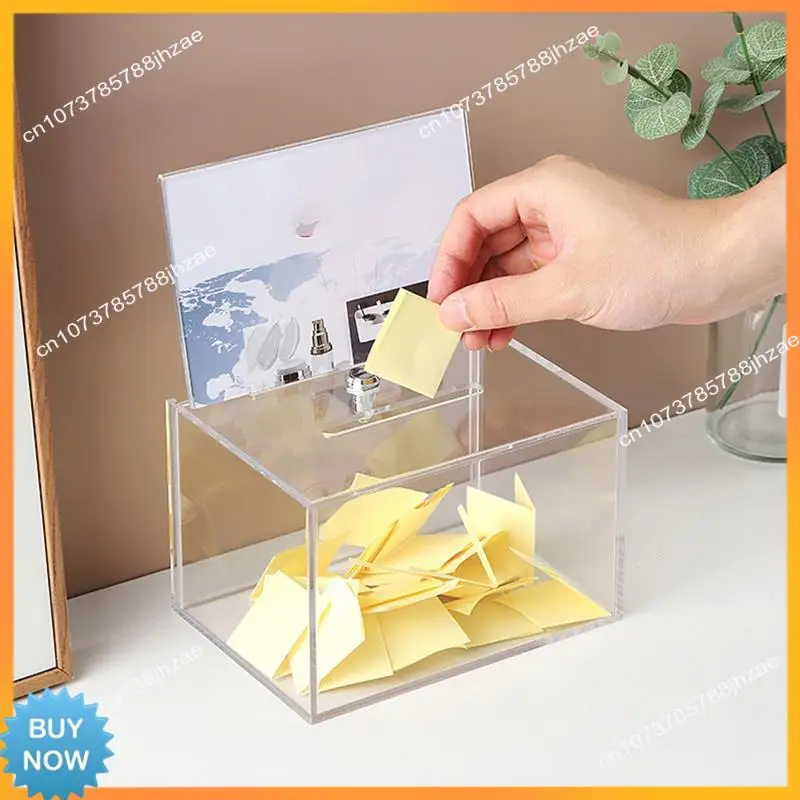 A10R Transparent Donation Box With Lock Money Collection Box Ballot Box Suggestion Box