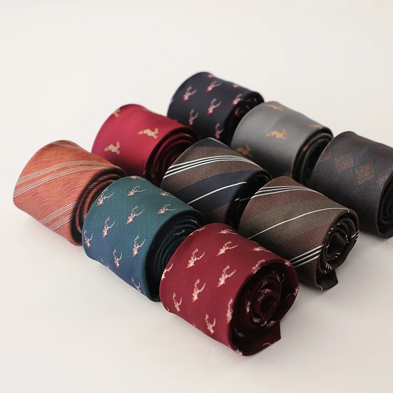 Creative Men Jacquard Vintage French‑Style Hand‑Tied Formal Necktie, Burgundy Off‑White Embroidered Animal Pattern Unique Gift