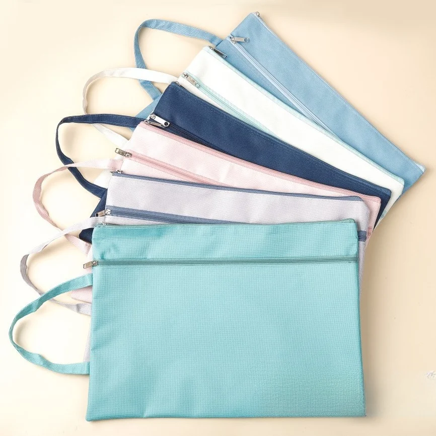 A4 Macaron Oxford Cloth Waterproof Document Bag Inspection Information Bag Student Make-up Homework Storage Bag