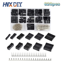 620Pcs Dupont Connector 2.54mm, Dupont Cable Jumper Wire Pin Header Housing Kit, Male Crimp Pins+Female Pin Terminal Connector