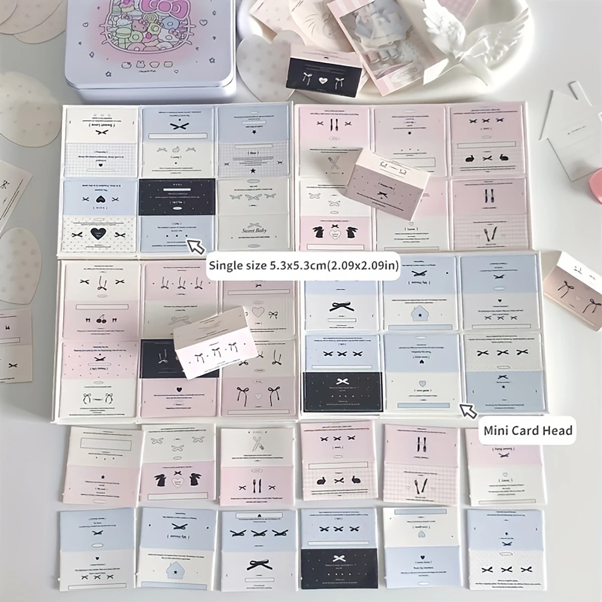 30pcs Mini Folded Cards with Crease Lines - Korean INS Style Label Holders for Jewelry & Gift Packaging, 5 Sheets of Creative Pa