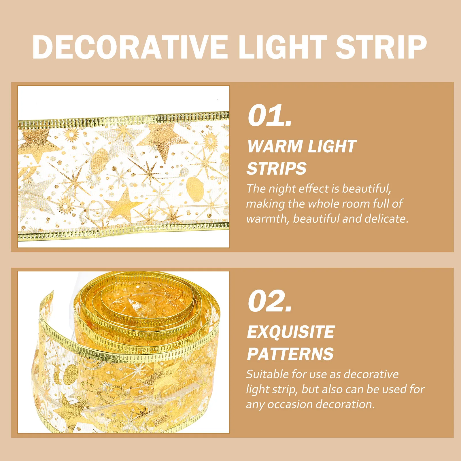 

1Pcs Luminous Ribbon Creative Christmas Tree Light Strip Decorative Warm Glowing Xmas Party Light Strip Chic Decor Lamp