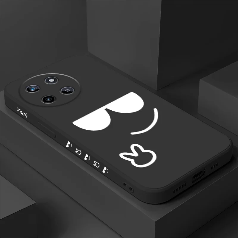 

Sunglasses Gesture Phone Case For OPPO Realme 14 13 12 11 10 9 9i 8 8i 7 Pro Plus C35 C21Y C25Y C25 4G 5G Liquid Silicone Cover