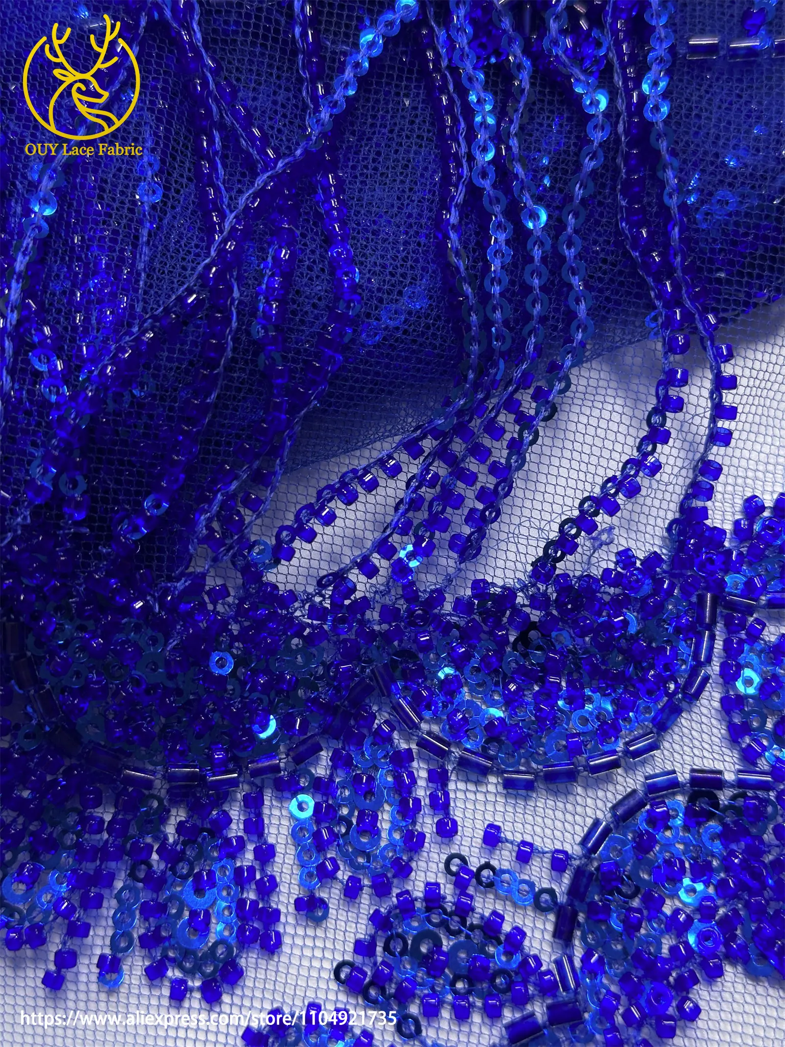 3D Luxuriöser Afrikanischer Handgefertigter Perlen-Spitzenstoff 2026 Französischer Nigerianischer Pailletten-Spitzenstoff für Brautkleider und Hochzeitskleider – Detail 24