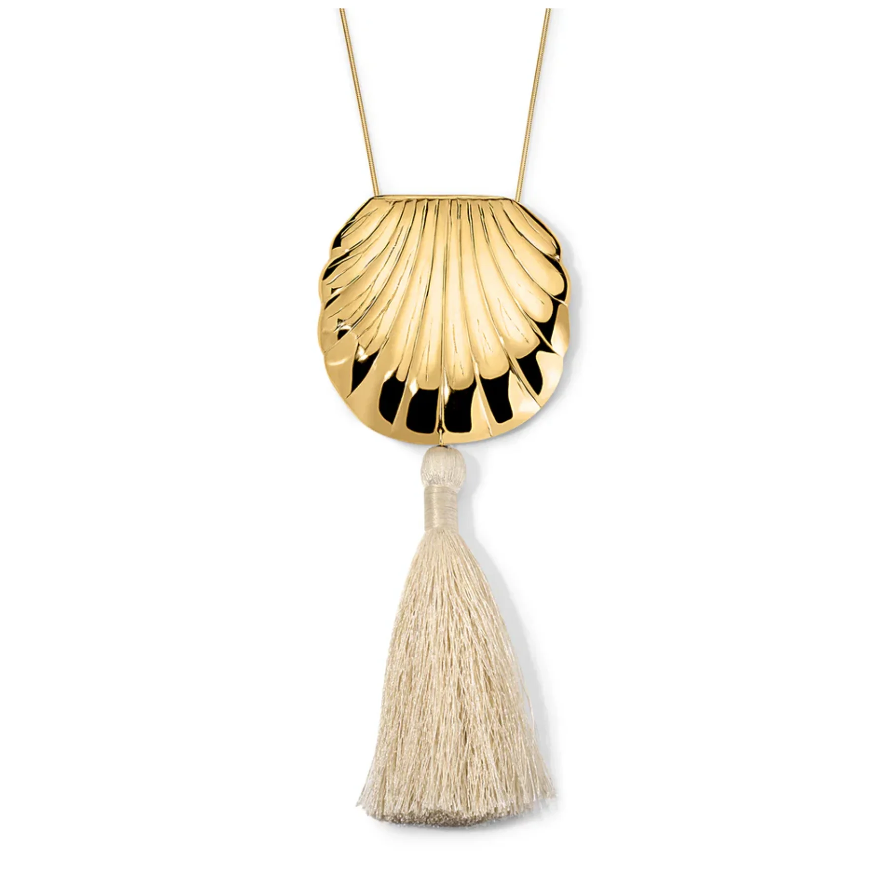 NONE Shell Pendant Tassel Necklace Gold 5