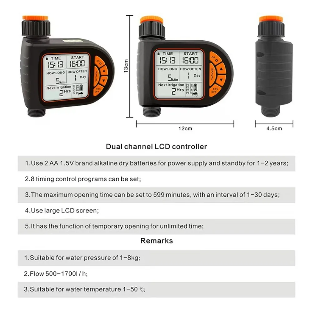 Automatic Water Timer for Sprinkler System with Rain Delay and User Friendly Interface for Scheduled Garden Watering