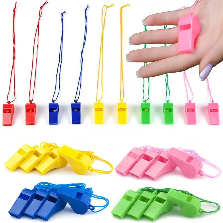 10/24/40pcs Plastic Whistles with Lanyards, Sports Whistle for Outdoor Games, Team Training, Party Events, Emergency Use XJM