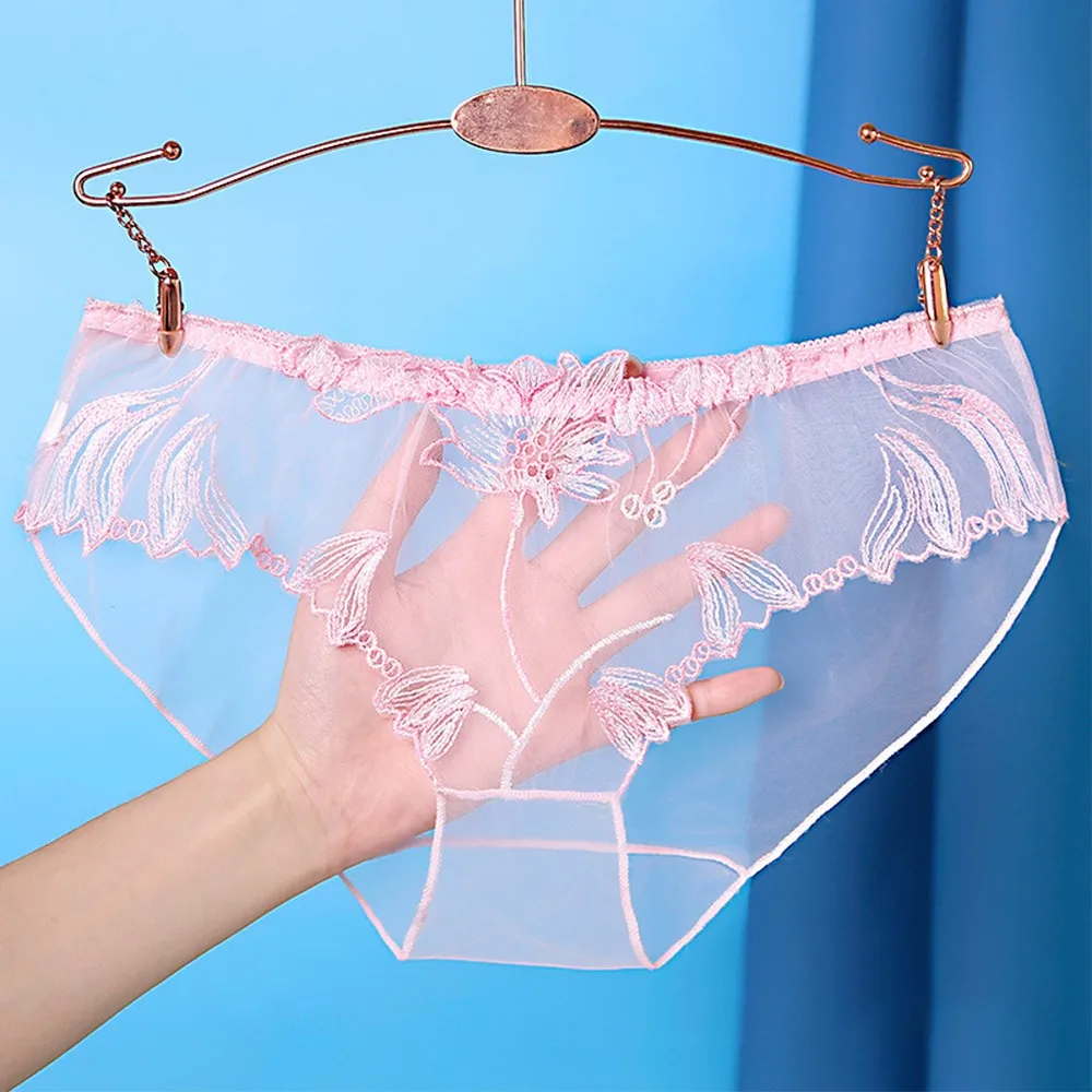 Sissy Lingerie Men Women Underwear Lace Mesh Transparent Breathable Large Size Briefs Underpants Gay Underwear Thongs Bikini