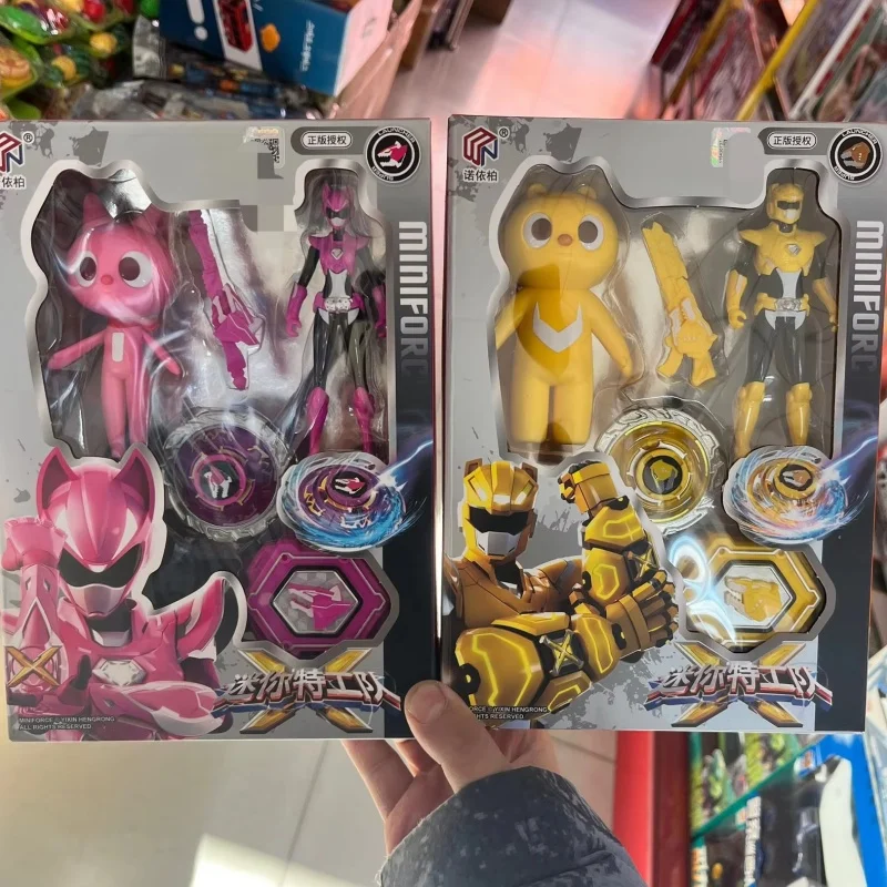Hot Authentic Mini Children'S Secret Service Team Mini Force Max Lucy Top Pulling Wire Rotating Boys' Battle Children'S Toy Set