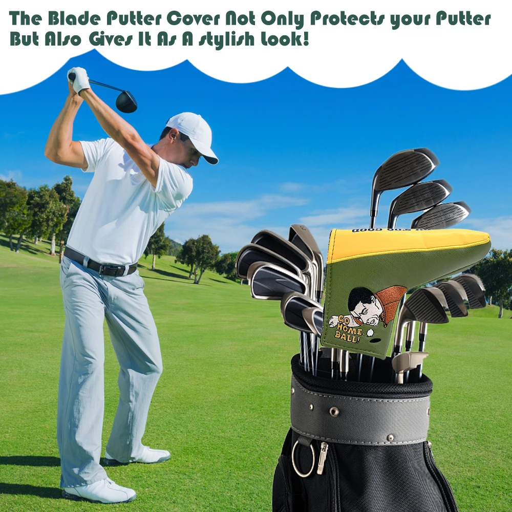 Deitado no chão capa protetora de golfe com padrão de figura pequena, design bordado, elegante e durável, protegendo tacos de golfe