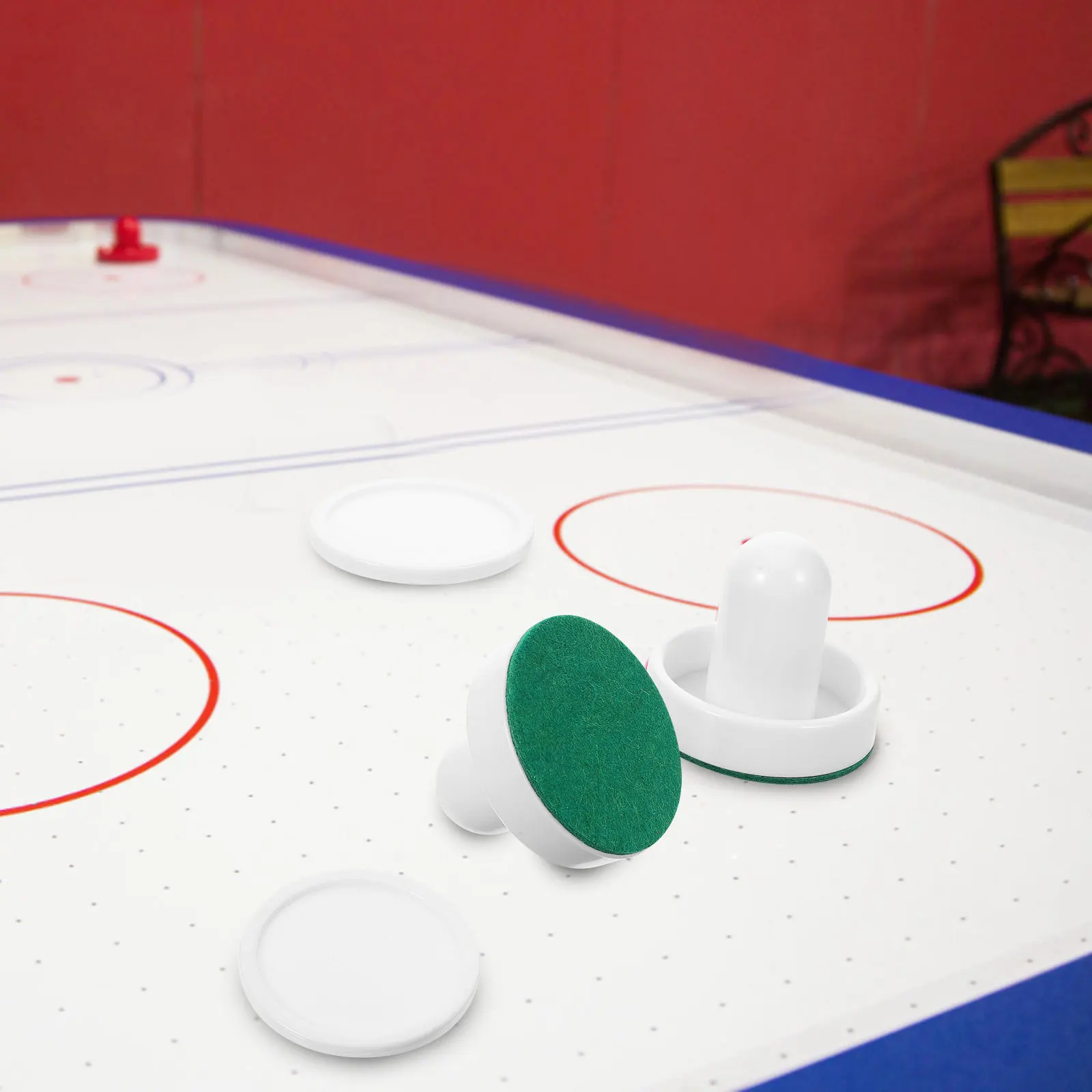 

Air Hockey Set 2 White 60mm 2 Felt Covers 4 White 51mm Balls Table Game Accessories Replacement Parts Puck Kit