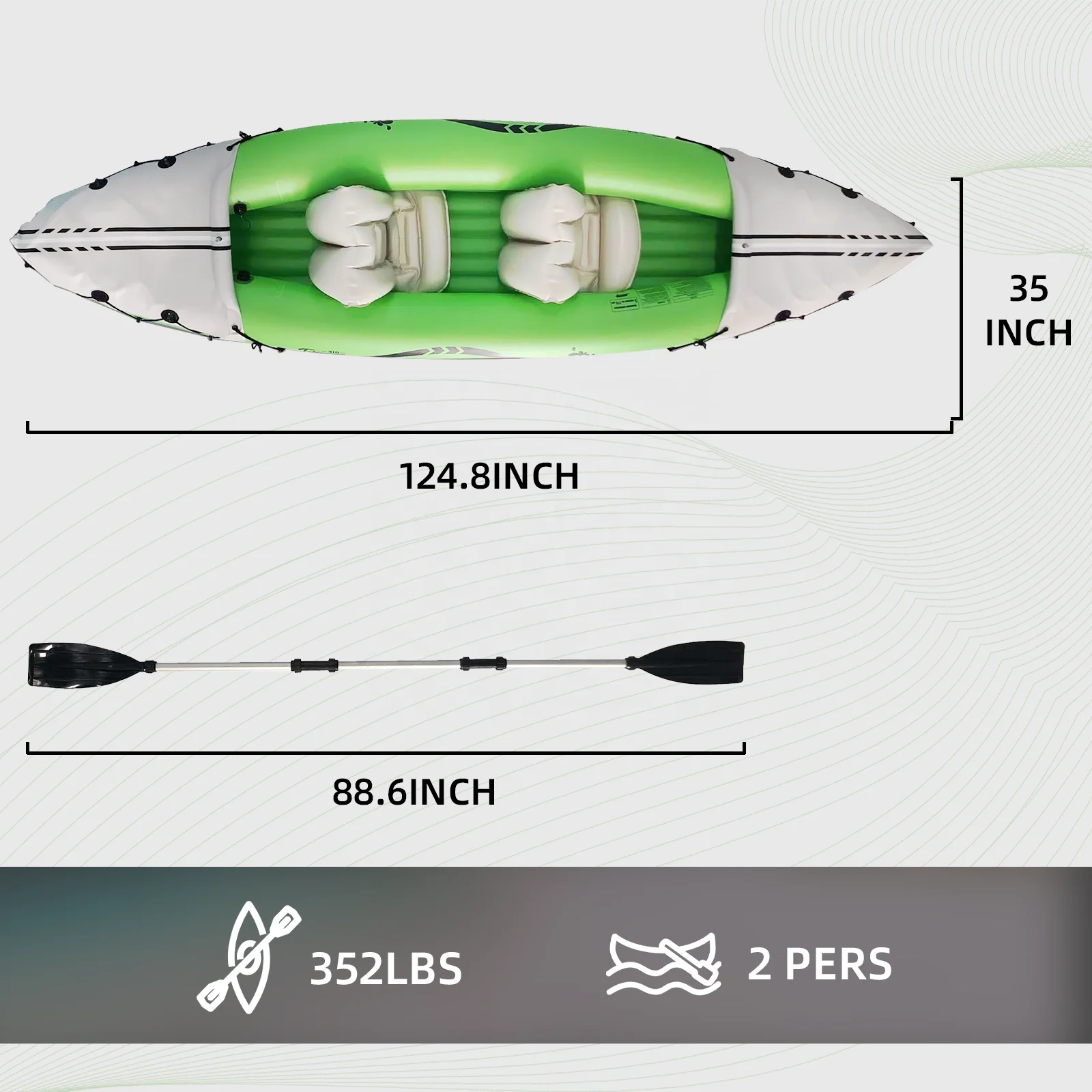 

2-Person Inflatable PVC Kayak, Stable Lightweight Drifting/Fishing Boat 2025