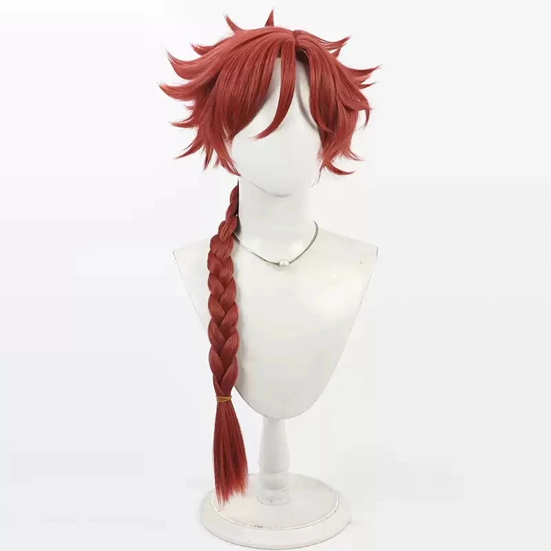 Anime Link Click Vein Cosplay Wig Red Gradient Braid Heat Resistant Synthetic Hair Halloween Carnival Party Role Play + Wig Cap