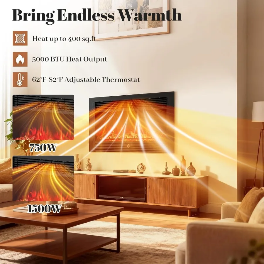 33 مدفأة كهربائية مدفأة مثبتة على الحائط/مثبتة بذاتها مع جهاز تحكم عن بعد لغرفة المعيشة أو غرفة النوم 3 كولو