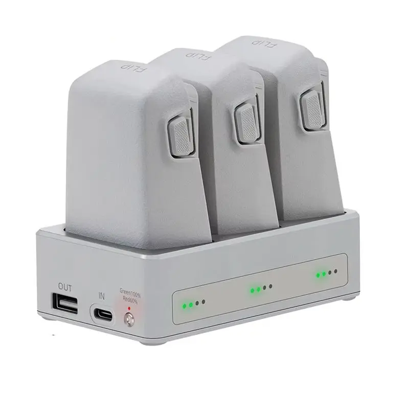 B92B Three-Way Charging Hub for DJI Flip, Power Bank Battery Station for DJI Flip Drone Accessories, Grey - view 4