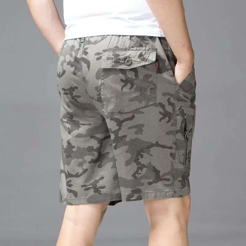 Pantalones cortos Cargo con cremallera y múltiples bolsillos para hombre, talla grande, Camuflaje, algodón, verano, 2024