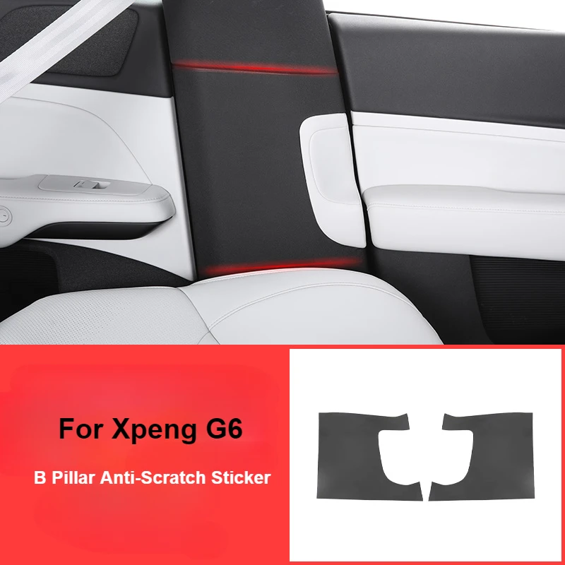 For Xpeng G6 2023 2024 Car Interior B Pillar Anti-Scratch Protective Sticker Leather Safety Belt Anti-Colission Pad Accessories